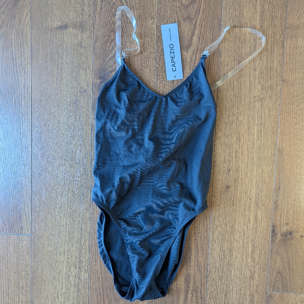 Capezio 3532 CamisoleLeotard with Clear Transition Straps Small Black NWT
